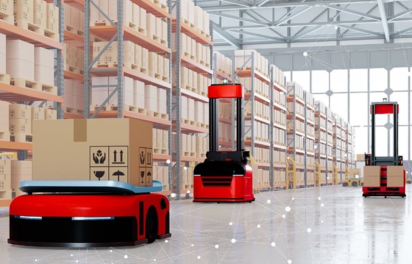 Automated guided vehicles in warehouse